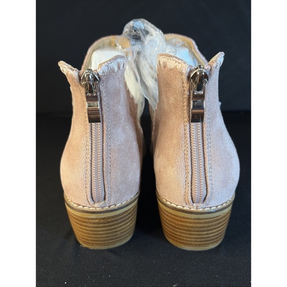 Corkys Footwear Spice It Up 2-Inch Stacked Heel Booties Pink Faux Suede, 9 - Picture 4 of 6